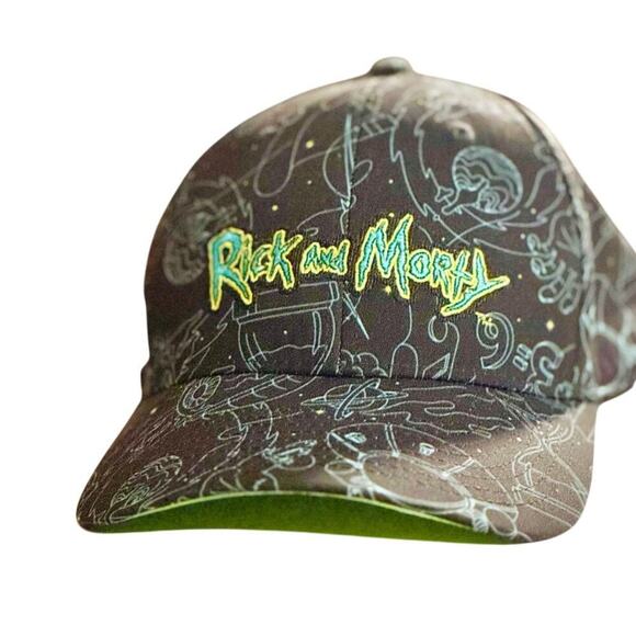 Rick and Morty Hat Unisex Adjustable Black Galaxy Print Cartoon Streetwear - Picture 1 of 6